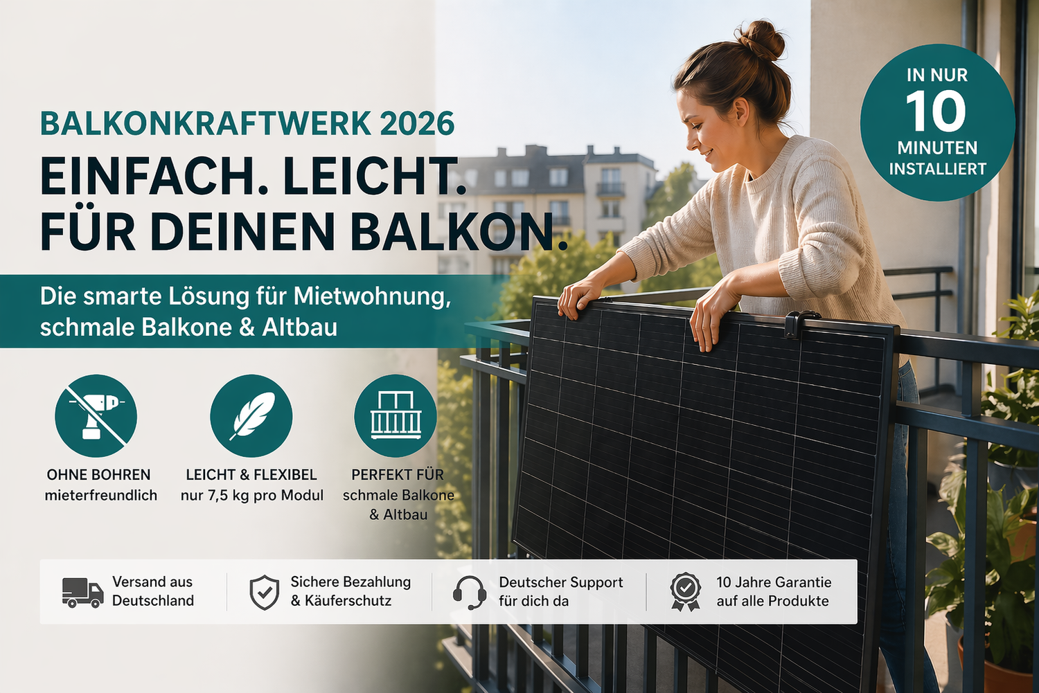 Balkonkraftwerk 2026 – Einfach. Leicht. Für deinen Balkon.