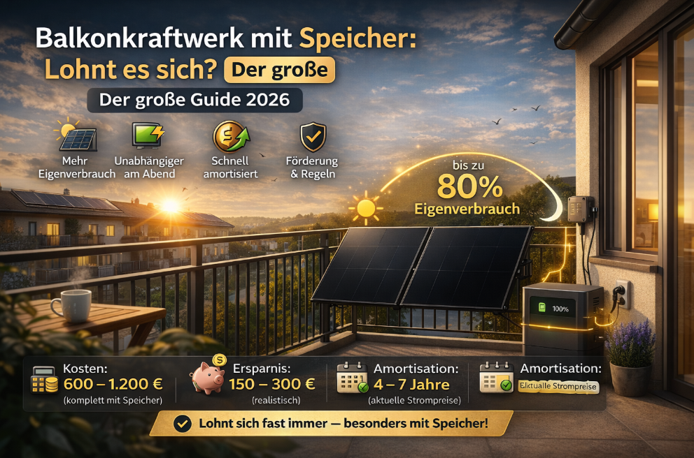 Balkonkraftwerk mit Speicher: Lohnt es sich? Der große Guide 2026