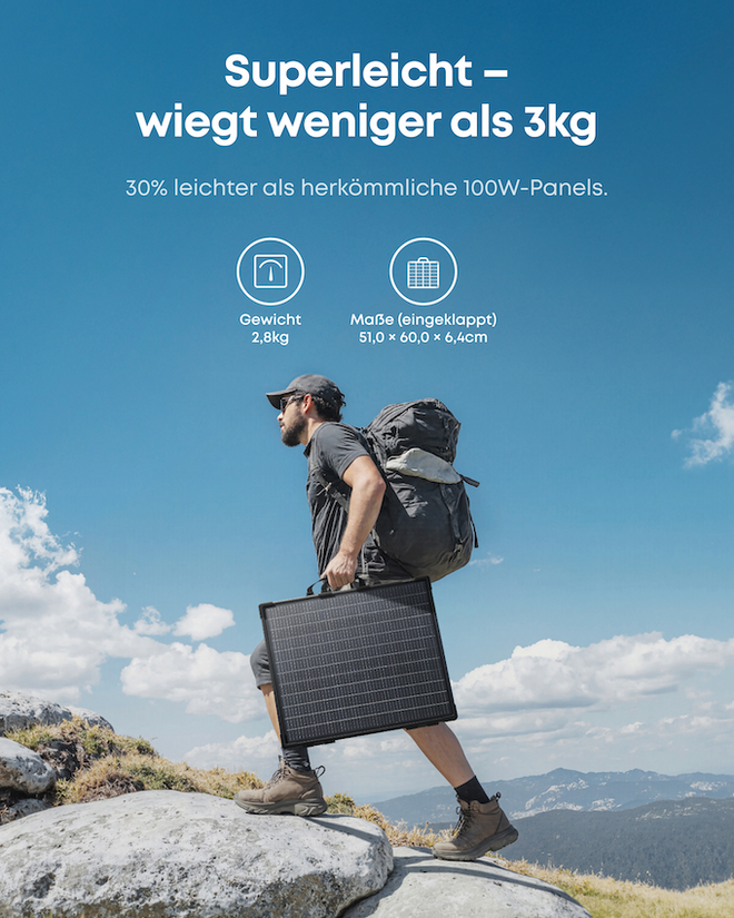 Anker SOLIX PS100 Bifaziales tragbares Solarpanel – Ansicht 2