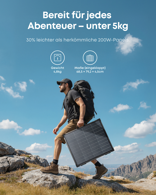 Anker SOLIX PS200 Bifaziales tragbares Solarpanel – Ansicht 3
