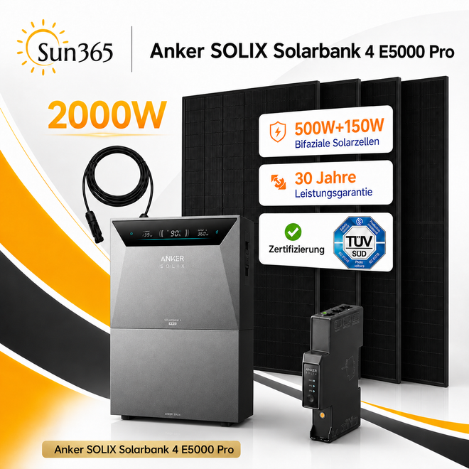 Anker SOLIX Solarbank 4 E5000 Pro Bundle mit 4× 500W Bifazial-Solarmodulen – Ansicht 2