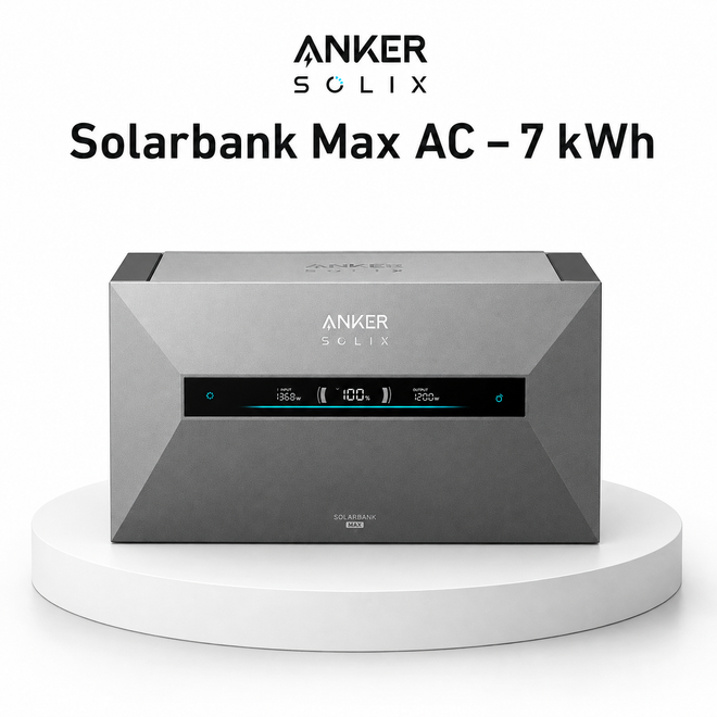 Anker SOLIX Solarbank Max AC – 7 kWh Heimspeicher | Plug & Play | 0% MwSt. gemäß § 12 Abs. 3 UStG