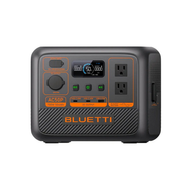 BLUETTI AC50P – Frontansicht mit Anschlüssen
