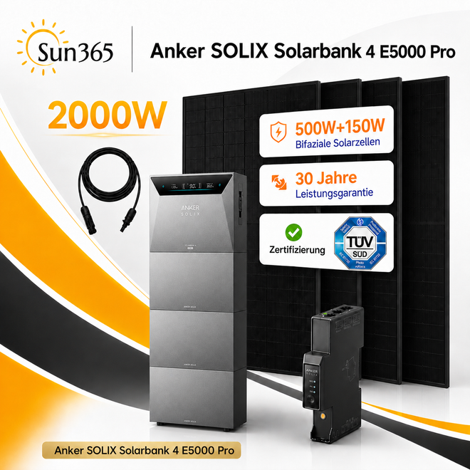 Anker SOLIX Solarbank 4 E5000 Pro Bundle mit 4× 500W Bifazial-Solarmodulen – Ansicht 4