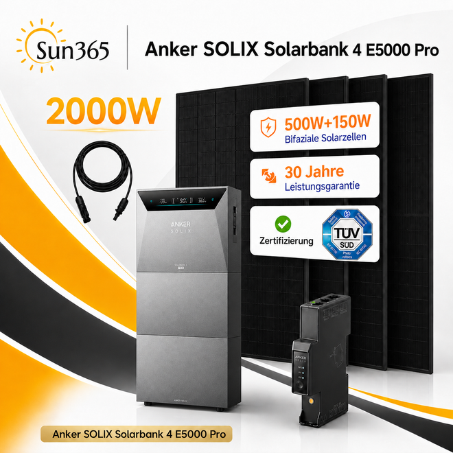 Anker SOLIX Solarbank 4 E5000 Pro Bundle mit 4× 500W Bifazial-Solarmodulen – Ansicht 3