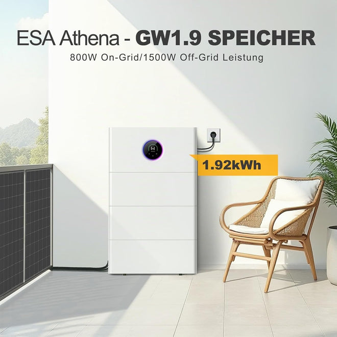 GoodWe ESA-Athena 1,92 kWh Balkonspeicher am Balkon montiert