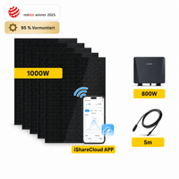 1000W Balkonkraftwerk, Sunshare Ray(5x200Wp Solarmodule),800W Mikrowechselrichter