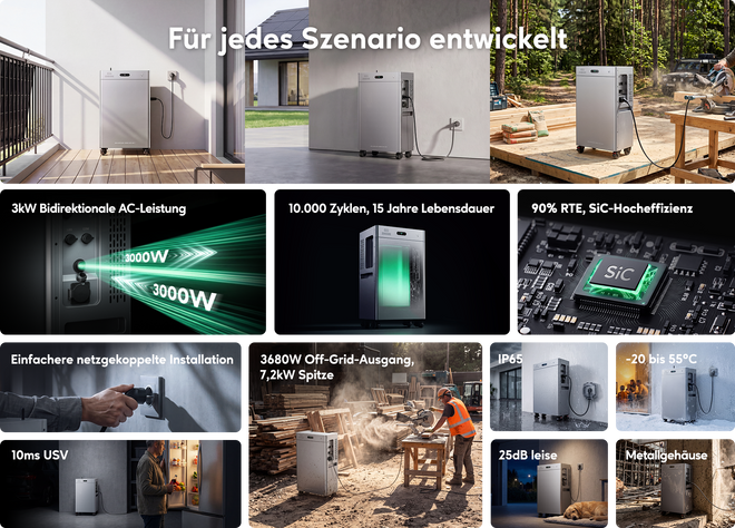 Zendure SolarFlow 4000 Mix Pro – Feature Banner: 10 Jahre Garantie & LiFePO₄