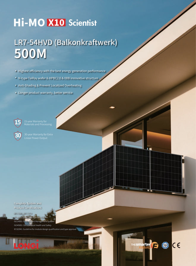 LONGi Hi-MO X10 LR7-54HVD-500M am Balkon – Balkonkraftwerk Solarmodul