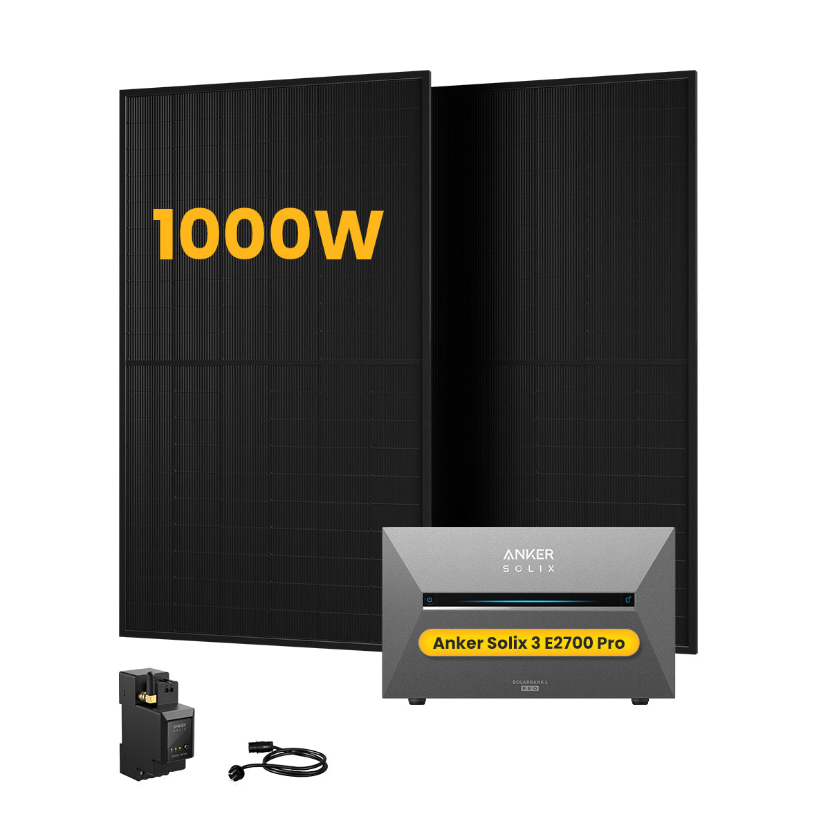 Anker SOLIX Solarbank 3 E2700 Pro Bundle mit 2x 500W Solarmodulen und Smart Meter - 2,7 kWh