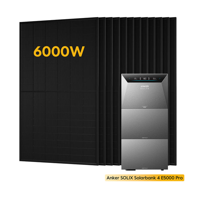 Anker SOLIX Solarbank 4 E5000 Pro Bundle 15kWh mit 12x 500W Solarmodulen