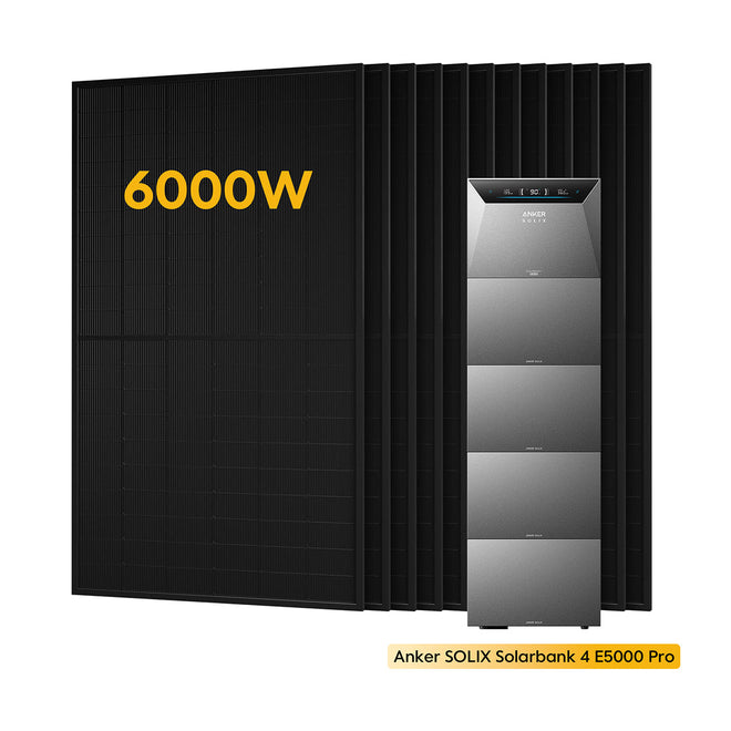 Anker SOLIX Solarbank 4 E5000 Pro Bundle 25kWh mit 12x 500W Solarmodulen