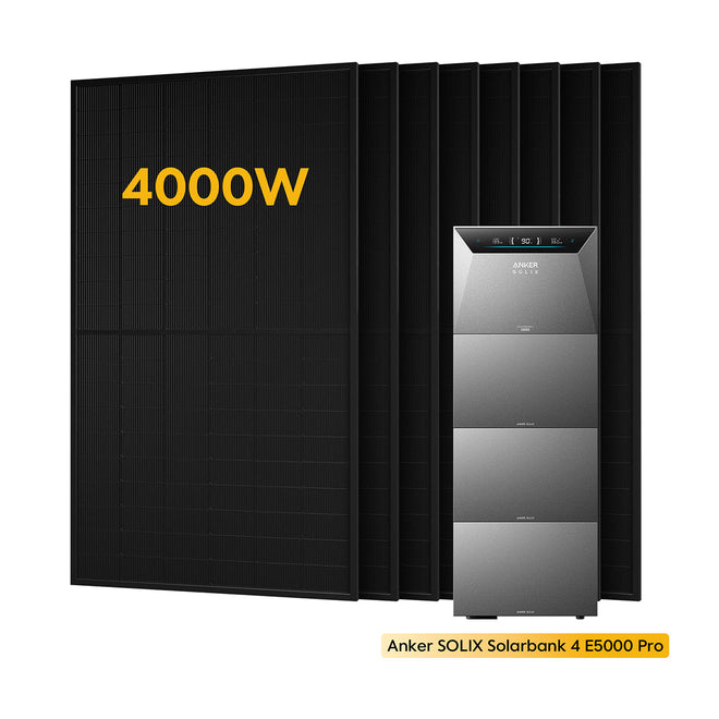 Anker SOLIX Solarbank 4 E5000 Pro Bundle 20kWh mit 8x 500W Solarmodulen