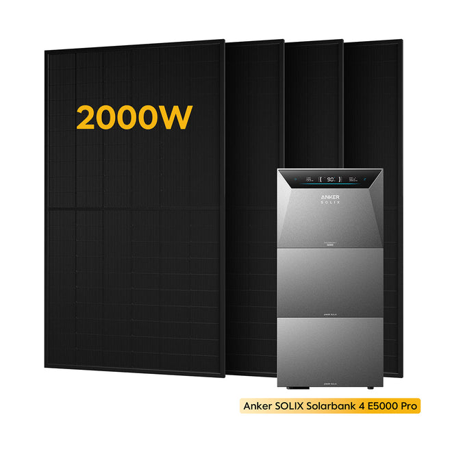 Anker SOLIX Solarbank 4 E5000 Pro Bundle 15kWh mit 4x 500W Solarmodulen