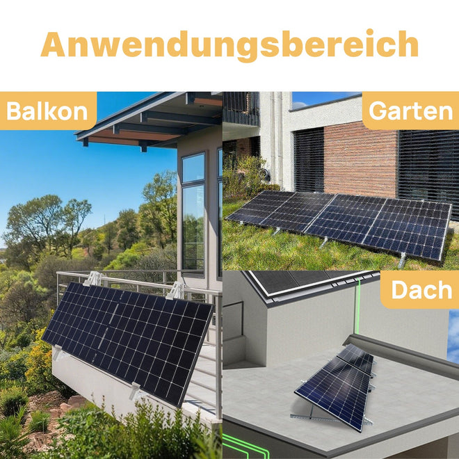 Optionale MSH-01A Halterung – Anwendungsbeispiele, Solarmodule beispielhaft