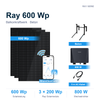 Sunshare Ray 600 Wp Balkonkraftwerk mit 3 Solarmodulen, 800 W Mikrowechselrichter, 5 m Kabel und Betonhalterungen