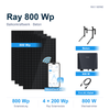 Sunshare Ray 800 Wp Balkonkraftwerk mit 4 Solarmodulen, 800 W Mikrowechselrichter, 5 m Kabel und Betonhalterungen