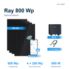 Sunshare Ray 800 Wp Balkonkraftwerk – 4 × 200 Wp Solarmodule, 800 W Mikrowechselrichter und 5 m AC-Kabel, ohne Halterung