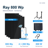 Sunshare Ray 800 Wp Balkonkraftwerk mit 4 Solarmodulen, 800 W Mikrowechselrichter, 5 m Kabel und Halterungen für Sichtschutz