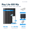 Sunshare RayLite 600 Wp Balkonkraftwerk mit 3 Solarmodulen, 800 W Mikrowechselrichter, 5 m Kabel und Balkonhalterungen