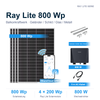 Sunshare RayLite 800 Wp Balkonkraftwerk mit 4 Solarmodulen, 800 W Mikrowechselrichter, 5 m Kabel und Balkonhalterungen
