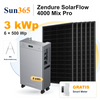 Sun365 3 kWp PV-Set mit Balkonhalterung: 6 × 500 Wp, 1 × SolarFlow 4000 Mix Pro mit 8 kWh und gratis Smart Meter.