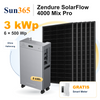 Sun365 3 kWp PV-Set ohne Halterung: 6 × 500 Wp, 1 × SolarFlow 4000 Mix Pro mit 8 kWh und gratis Smart Meter.