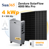 Sun365 4 kWp PV-Set mit Balkonhalterung: 8 × 500 Wp, 1 × SolarFlow 4000 Mix Pro mit 8 kWh und gratis Smart Meter.